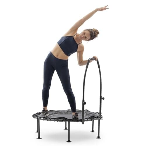 Sunny Health & Fitness 40-Inch Fitness Trampoline with Adjustable Handlebar - 300 lb