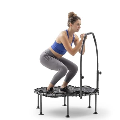 Sunny Health & Fitness 36-Inch Fitness Trampoline with Adjustable Handlebar - 300 lb