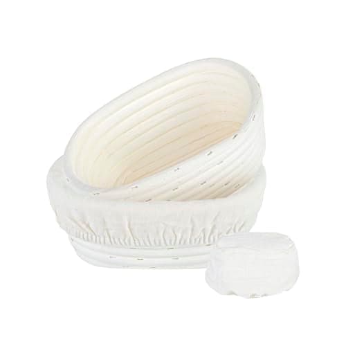 Restaurantware Bread Proofing Baskets 6 Inch Oval Pack of 10 Rattan Dough Fermentation Baskets With Cotton Liners, Oval Banneton Bread Rising Bowls For Home, Commercial, Artisanal Baking