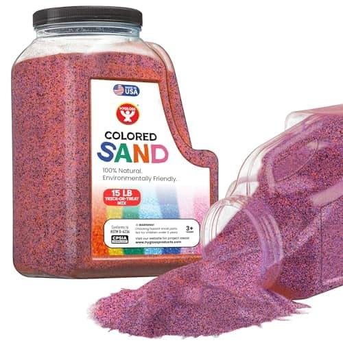 Hygloss Colored Sand - Spooky Black, Orange & Purple, 15 lb Bottle