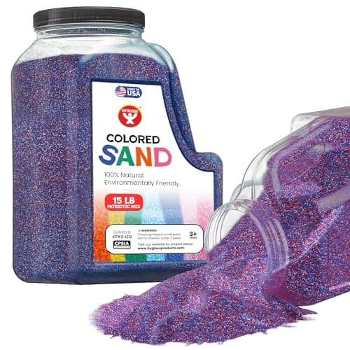 Hygloss Colored Sand – Patriotic Red, White & Blue Color Celebration Craft Sand for Art, July 4th, New Year’s, Holiday Decor, Kids Party Crafts – 100% Natural & Environmentally Friendly (15 lb Bottle)