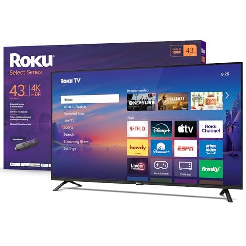 Roku Select Series 43-Inch 4K HDR Smart TV with Voice Remote