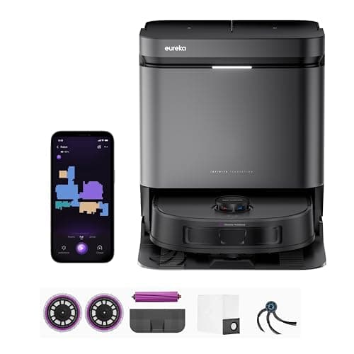 Eureka J15 Evo Ultra Self-Emptying Robot Vacuum and Mop Combo, 22,000 Pa Suction Auto Mop Lifting 131°F Hot Air Dry Scrub Extend Robotic Vacuum Cleaner