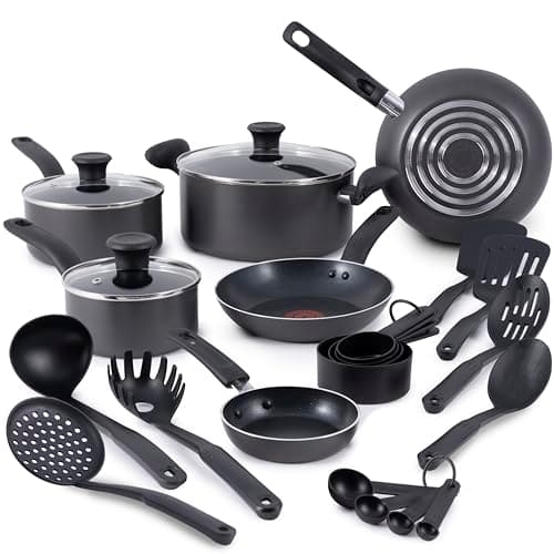 T-fal Initiatives Nonstick 18-Piece Cookware Set, Oven Safe 350F