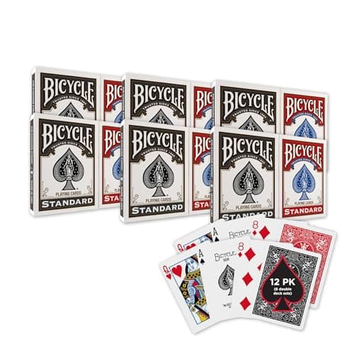 Bicycle 12-Pack Rider Back Playing Cards, Standard Index, Red & Black