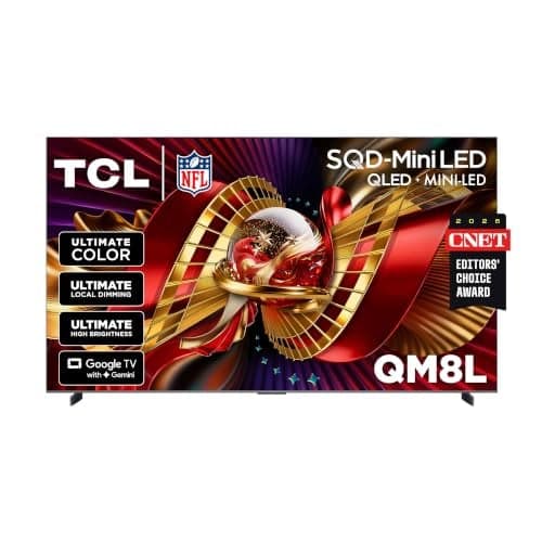 TCL 98 Inch Class QM8L Series | SQD-Mini-LED QLED Smart TV | 98QM8L, 2026 Model | 144Hz | Ultimate Color Brightness & Contrast | Google AI Bang & Olufsen | Voice Control Gaming Streaming Television