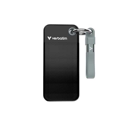 Verbatim Pocket 512GB External SSD USB 3.2 Gen 2 Up to 1000MB/s Portable External Solid State Drive with Convenient Keyring and Cable Holder, Compatible with PC, Mac, PS5, Xbox, iPhone