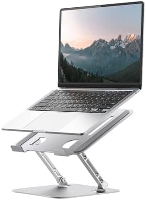 LINTYLE Adjustable Laptop Stand Silver - Folds Flat, 8 Height Settings