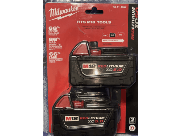 Milwaukee M18 REDLITHIUM XC 5.0 Ah Battery 2-Pack - 55% Off