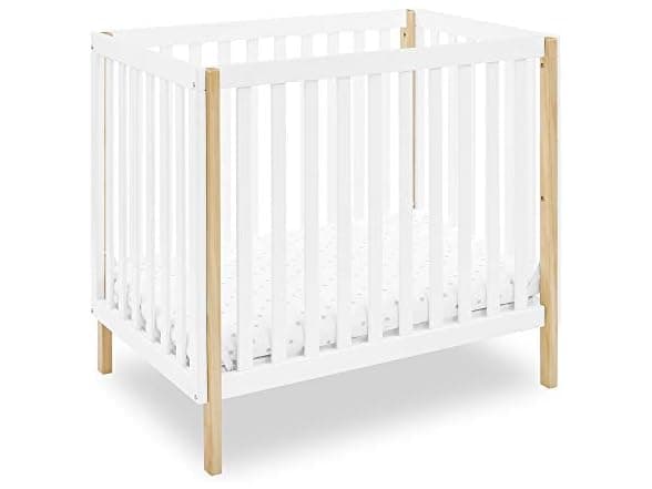 Delta Children Gio Mini Crib with Mattress, Bianca White/Natural - 47% Off