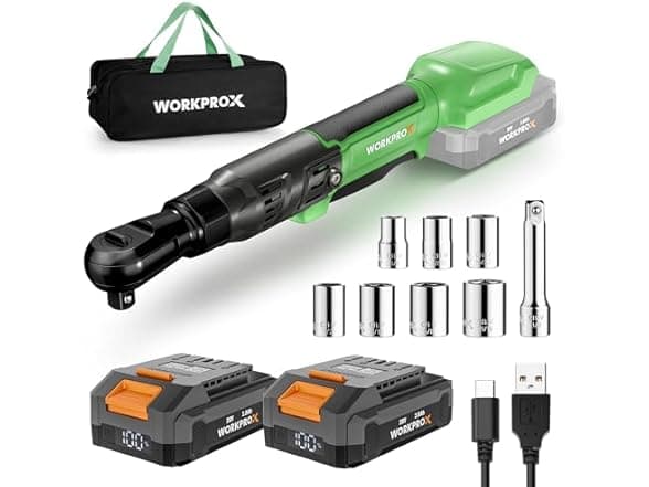 WORKPROX 20V 3/8 Electric Ratchet Set with 2 Batteries