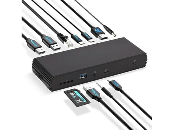 Amazon Basics Thunderbolt4/USB4 Pro Docking Station,2xTBT4,1xHDMI2.1,3xUSB A 3.1,RJ45,Dual Display, Black