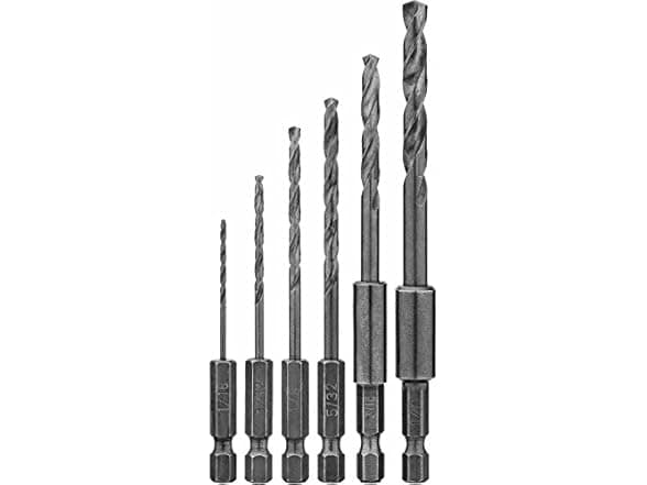 DEWALT DW2551 6-Piece Hex Shank Twist Drill Bit Set