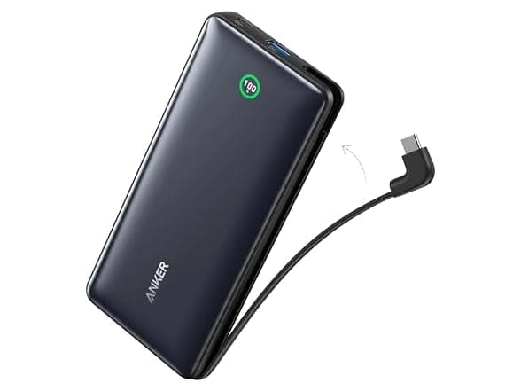 Anker 20,000mAh 30W PD Power Bank with Built-In USB-C Cable