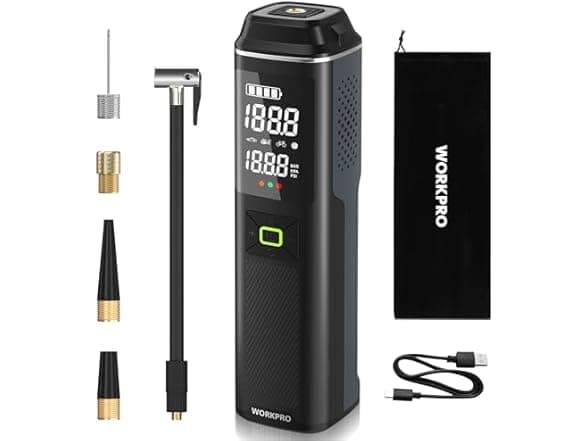 WORKPRO Portable Tire Inflator - Cordless Rechargeable Air Compressor 150 PSI