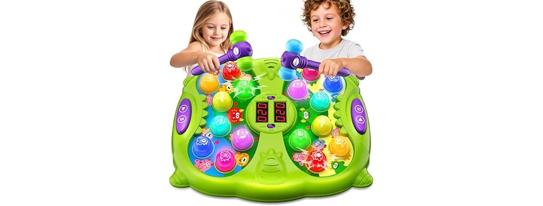 Noltola Whack a Mole Game - Interactive Toddler Toy with Lights & Sounds, Green