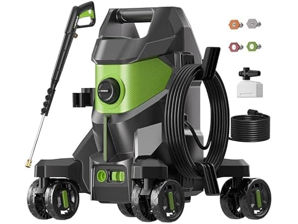 Patoolio W90 Electric Pressure Washer with Anti-Tip Design and Foam Cannon