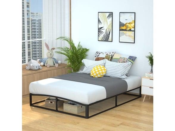 Amazon Basics Metal Platform Bed Frame with Wood Slats, Black - 54% Off