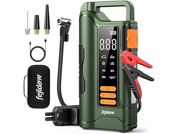 Jump 5000A Jump Starter with 160PSI Air Compressor & 16000mAh Battery