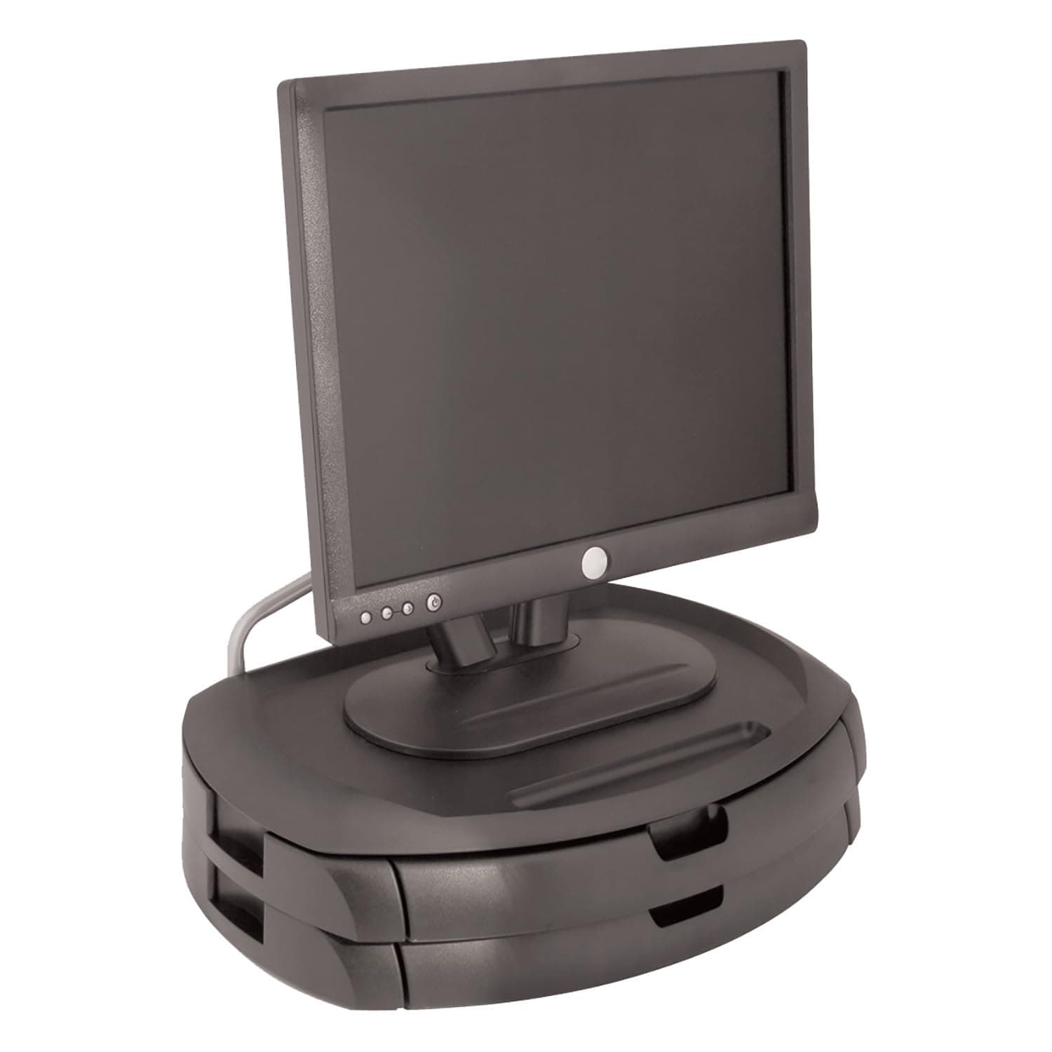 Kantek MS200B Monitor Stand with Storage Drawers, Supports 35 Lbs