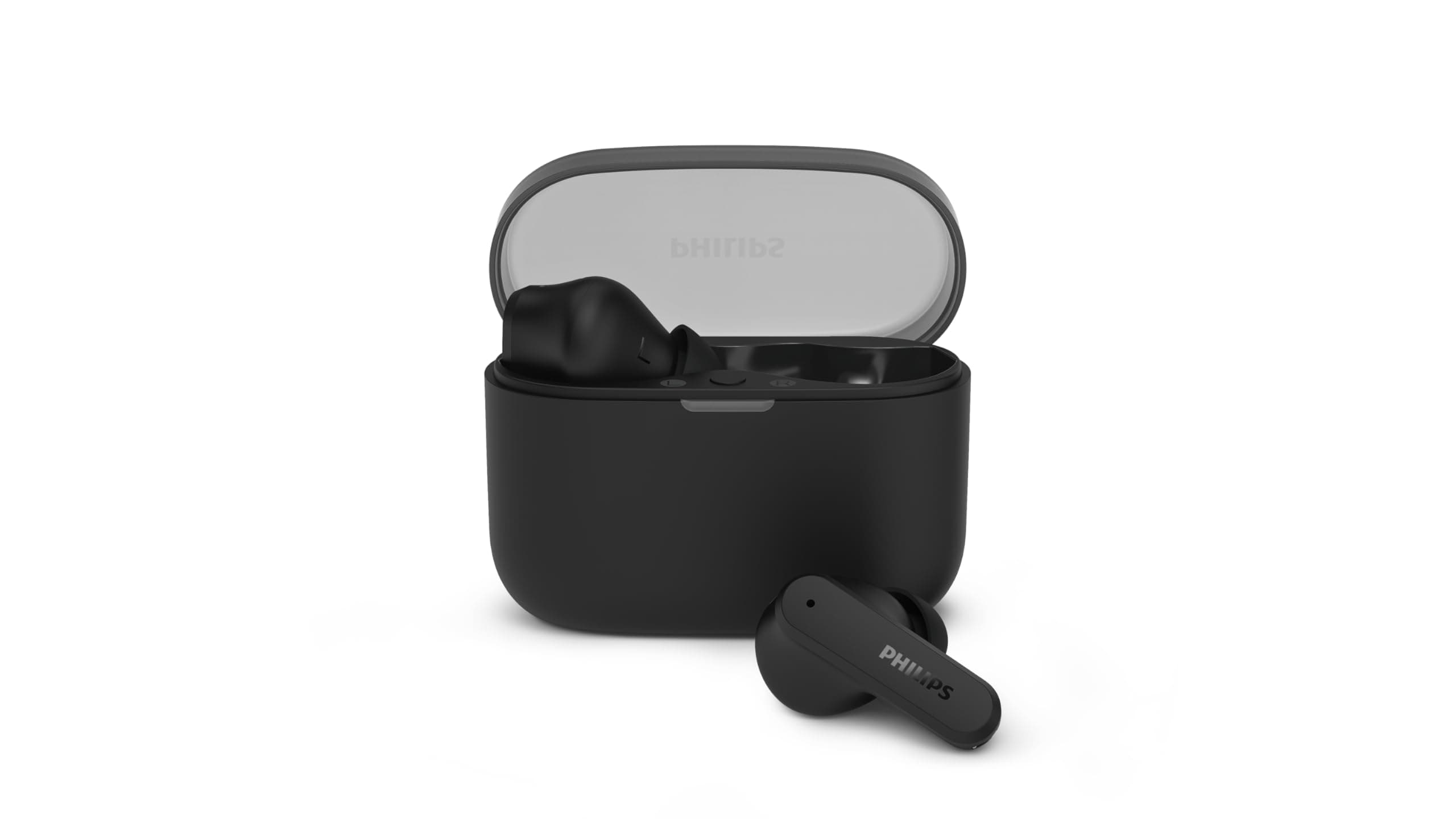 Philips T2000 True Wireless Bluetooth Earbuds - 14 Hours Play Time, Natural Sound, Clear Calls, Dynamic Bass, IPX4 Water Resistant, Black