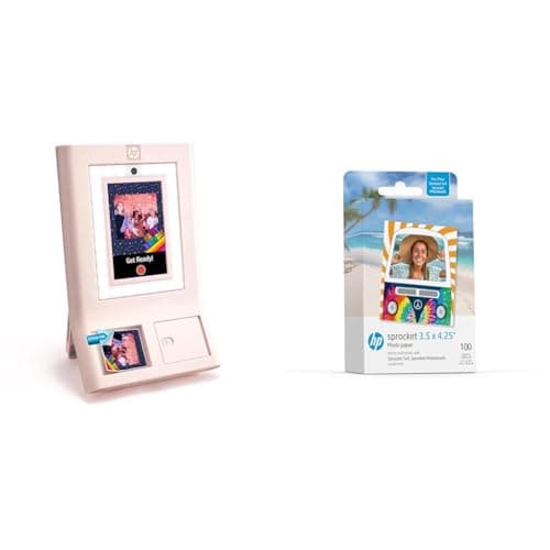 HP Sprocket Photobooth Instant 3x4 Photo Printer with 100 Zink Paper