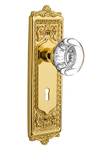 Nostalgic Warehouse Egg & Dart Plate with Round Clear Crystal Door Knob