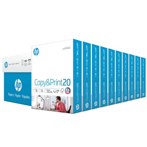 HP Copy & Print 20lb 8.5x11 Paper 10 Ream Case 5000 Sheets