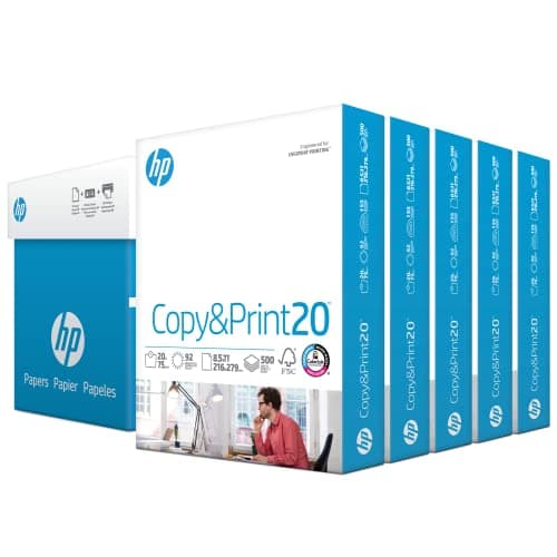HP Printer Paper 8.5x11 Copy & Print 20lb 5 Ream Case - 2500 Sheets