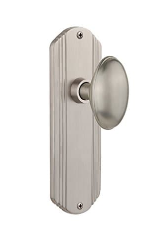 Nostalgic Warehouse Deco Plate Homestead Door Knob Privacy Satin Nickel