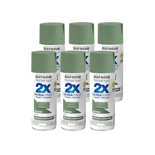 Rust-Oleum Painter's Touch 2X Ultra Cover Spray Paint, Satin Moss Green, 6-Pack