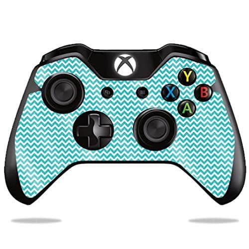 MightySkins Glossy Glitter Skin for Microsoft Xbox One or S Controller - Turquoise Chevron | Protective, Durable High-Gloss Glitter Finish | Easy to Apply, Remove, and Change Styles | Made in The USA
