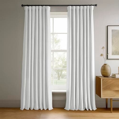 HPD Half Price Drapes Velvet Blackout Curtain Panel 50"x96" White