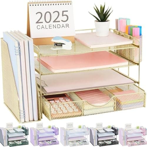 Gianotter 4-Tier Desk Organizer with Drawer and Pen Holders