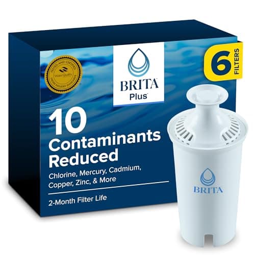 BRITA Plus Replacement Water Filter 6-Pack - 2X Contaminant Reduction