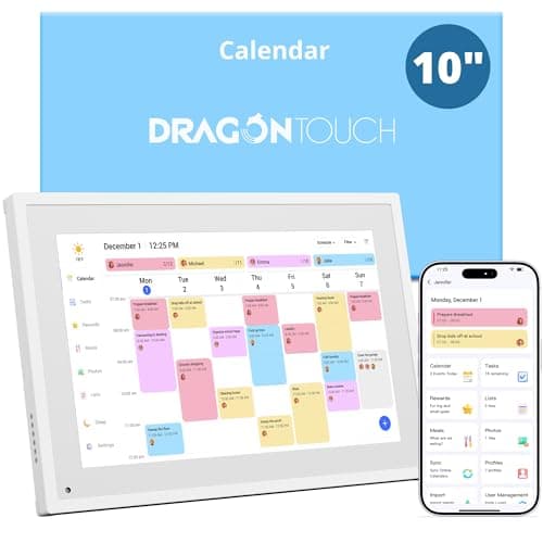 Dragon Touch 10.1" Digital Family Calendar with Interactive Chore Chart