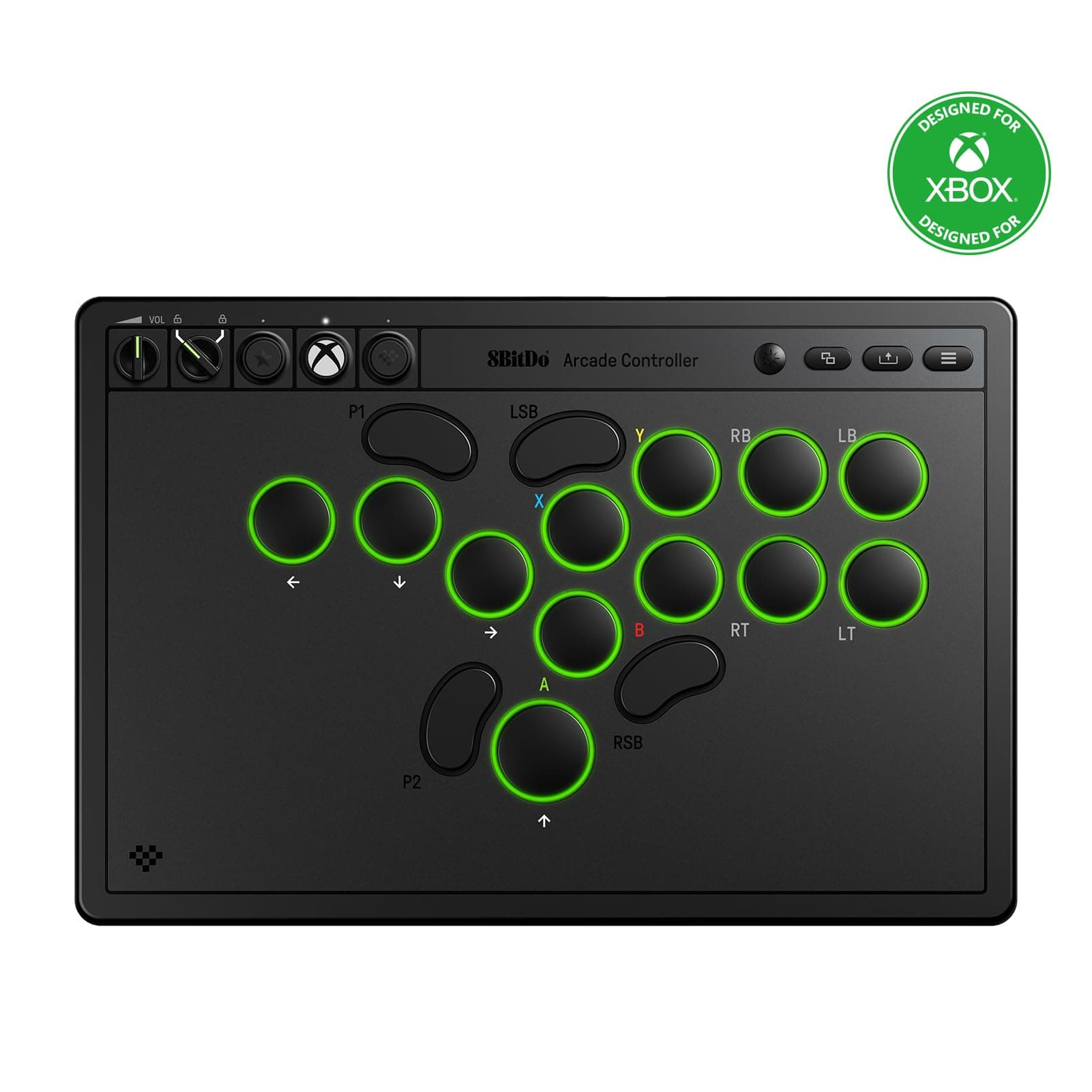 8BitDo All-Button Arcade Controller for Xbox Series X|S, Xbox One & PC, 2.4G Wireless, Low-profile Mechanical Switches, Programmable Buttons, Hot-swappable PCB, RGB Lighting - Officially Licensed