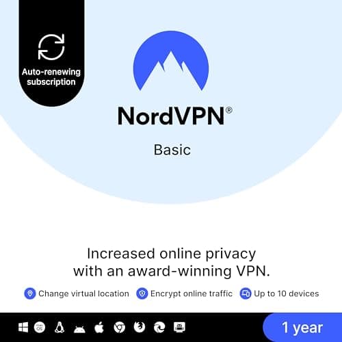 NordVPN Basic 1-Year Subscription for 10 Devices - Premium VPN Software