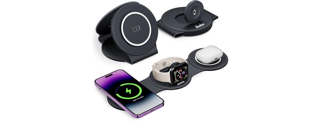 Hicober 3-in-1 Wireless Magnetic Foldable Charging Station for Apple