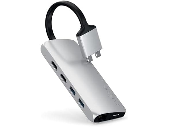 Satechi USB-C Dual Multimedia Adapter - Dual 4K HDMI, 60W PD, Ethernet, Card Reader