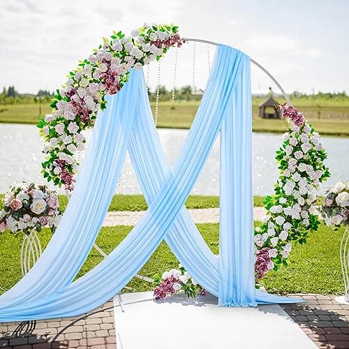 MoKoHouse Light Blue Chiffon Wedding Arch Draping Fabric - 6 Panels